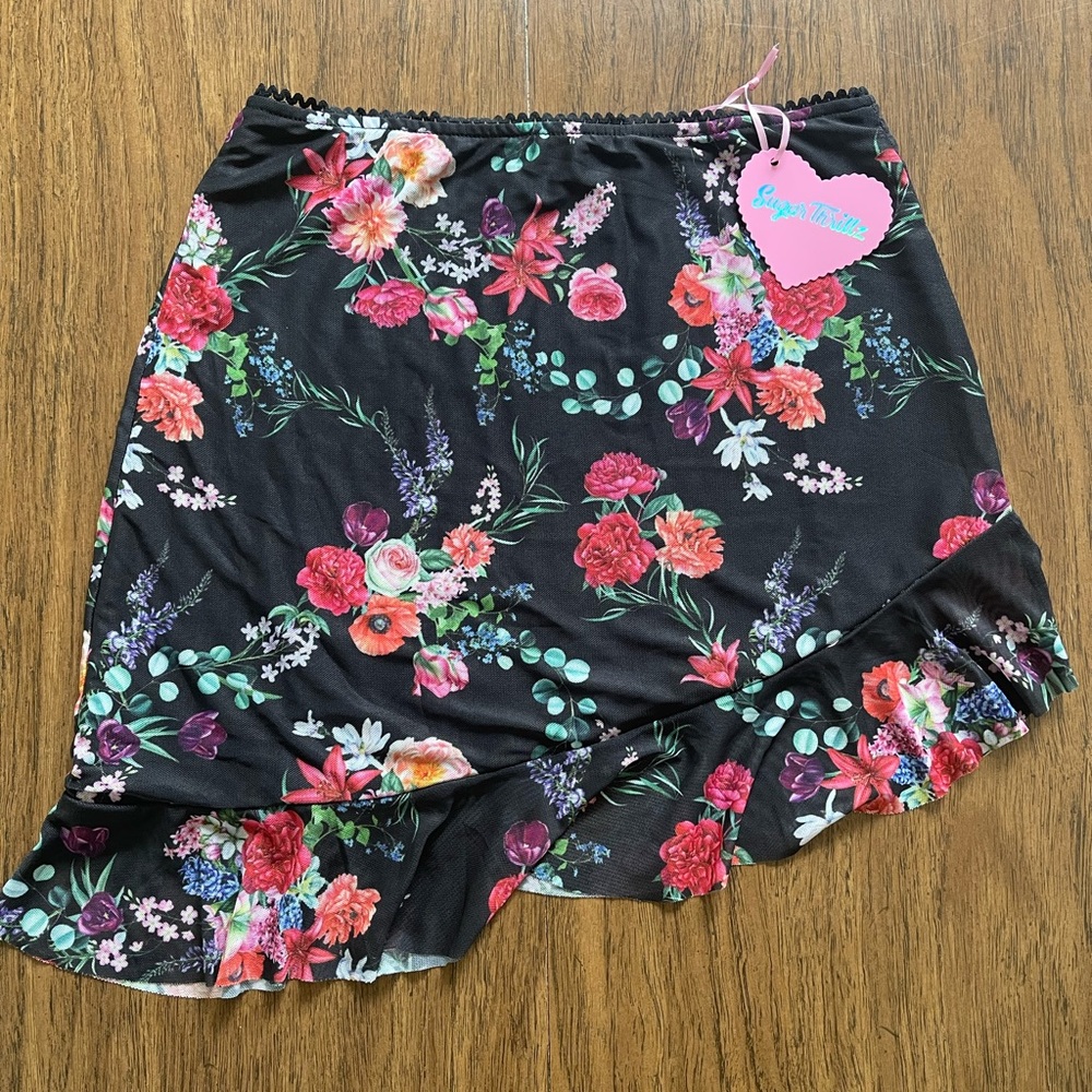 Dolls Kill Sugar Thrillz Floral Mini Skirt